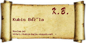 Kubis Béla névjegykártya